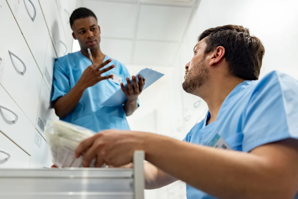 Nurses talking together